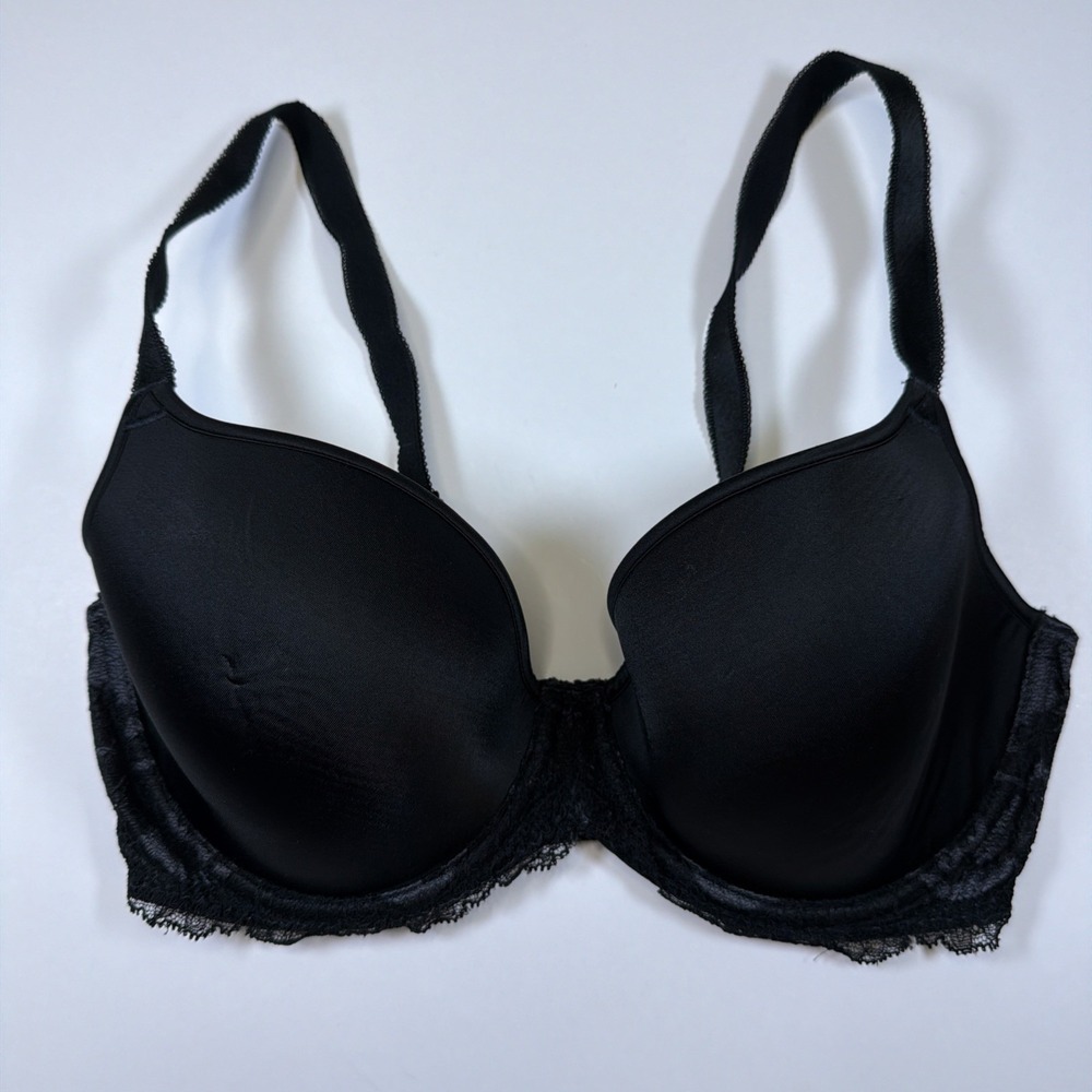 Wacoal Seduction Demi Contour Underwire Bra Black w Purple Lace 32DD 853155